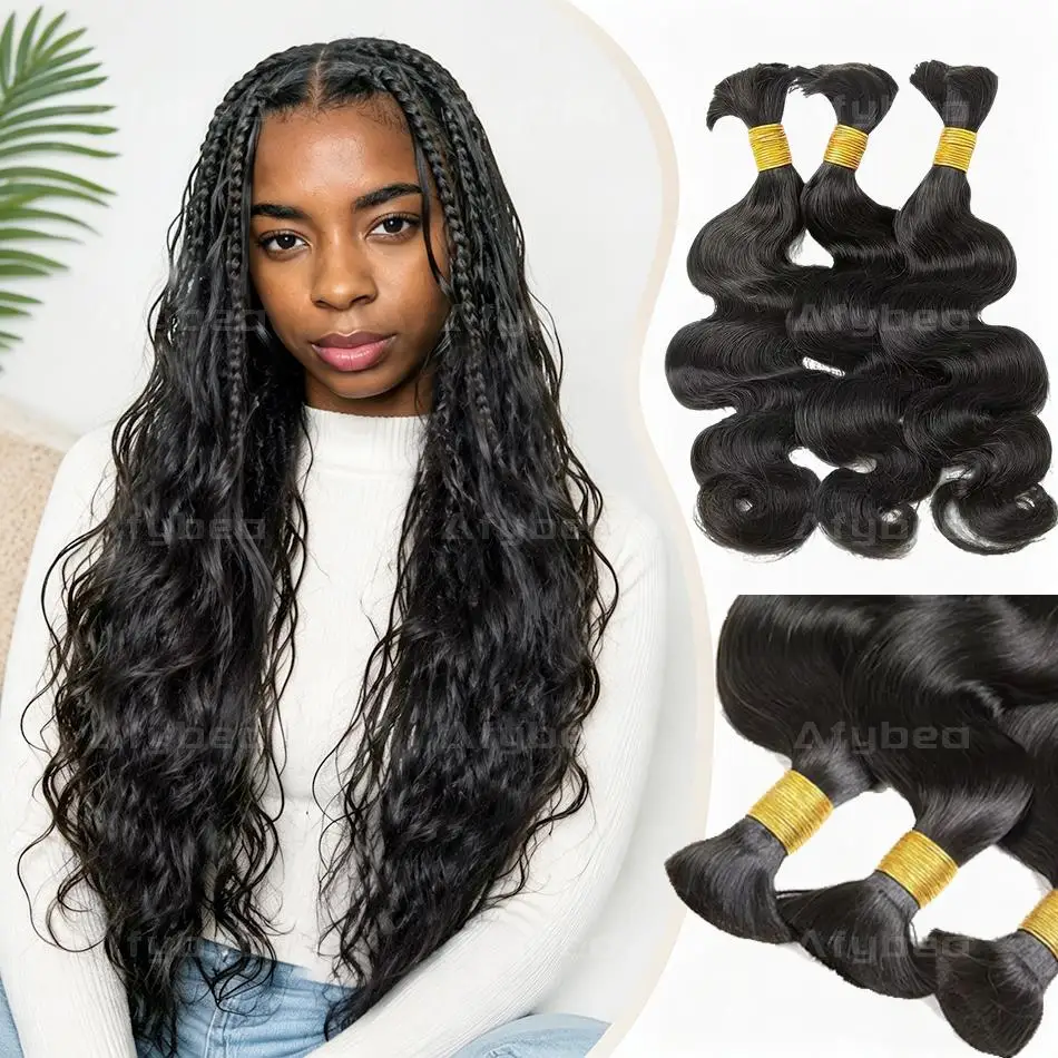 

Body Wave Human Braiding Hair For Boho Braids No Weft Virgin Human Hair Bulk 20Inch Unprocessed Natural Black Knotless For Women