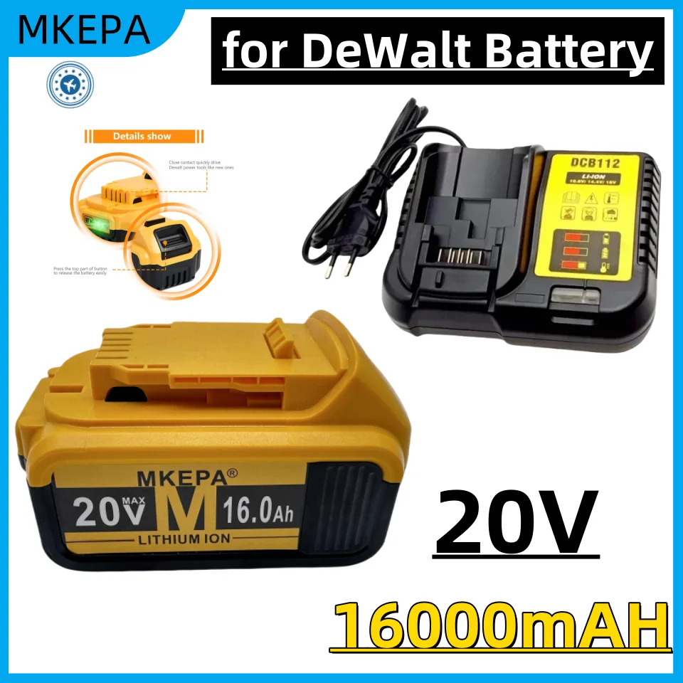 

New 100% Original 16000mAh 20V for Dewalt Power Tool Battery DCB206 20V 12.0Ah Battery DCB206 20V Battery DCB205 DCB204-2 DCB200