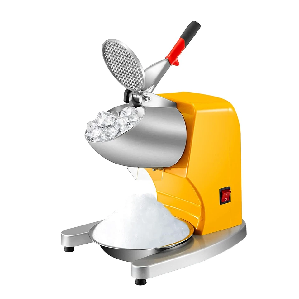 HD109G Electric Stainless Steel Ice Crusher with 2 Blades, Snow Cone Maker Including Cover and Bowl, Yellow