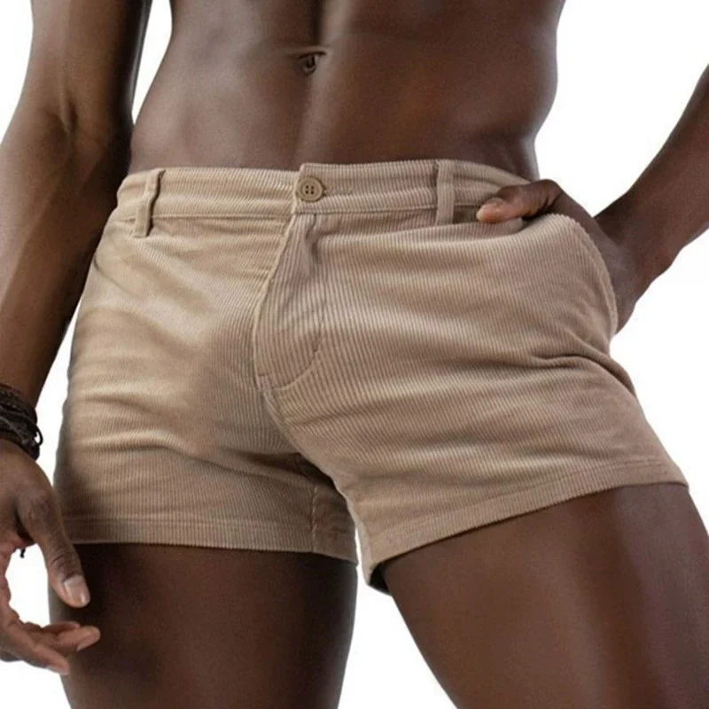 

New vintage fitness shorts men's summer trend corduroy shorts men's casual solid color shorts sports slim breathable sweatpants