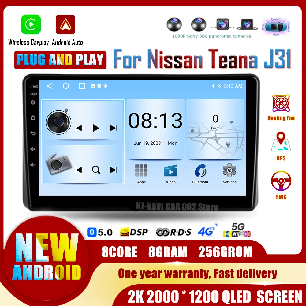 

Android 14 Auto Radio For Nissan Teana J31 2003 - 2008 Carplay Video Navigation GPS Car Central Multimedia Player Smart System