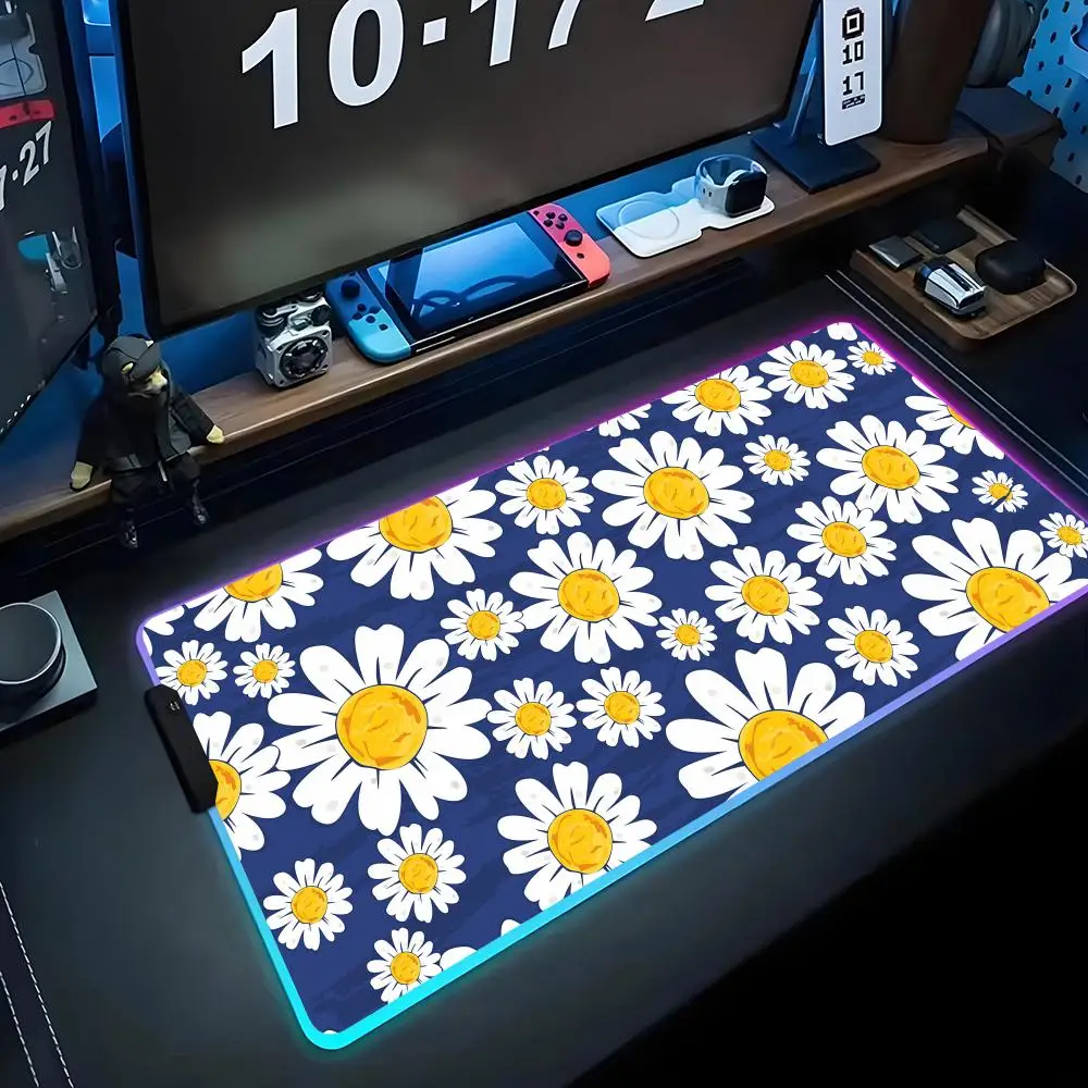

Коврик для мыши с хризантемой RGB игровой коврик для мыши большой светодиодный коврик для ПК настольный коврик светящийся коврик для мыши большой коврик для клавиатуры настольный коврик с