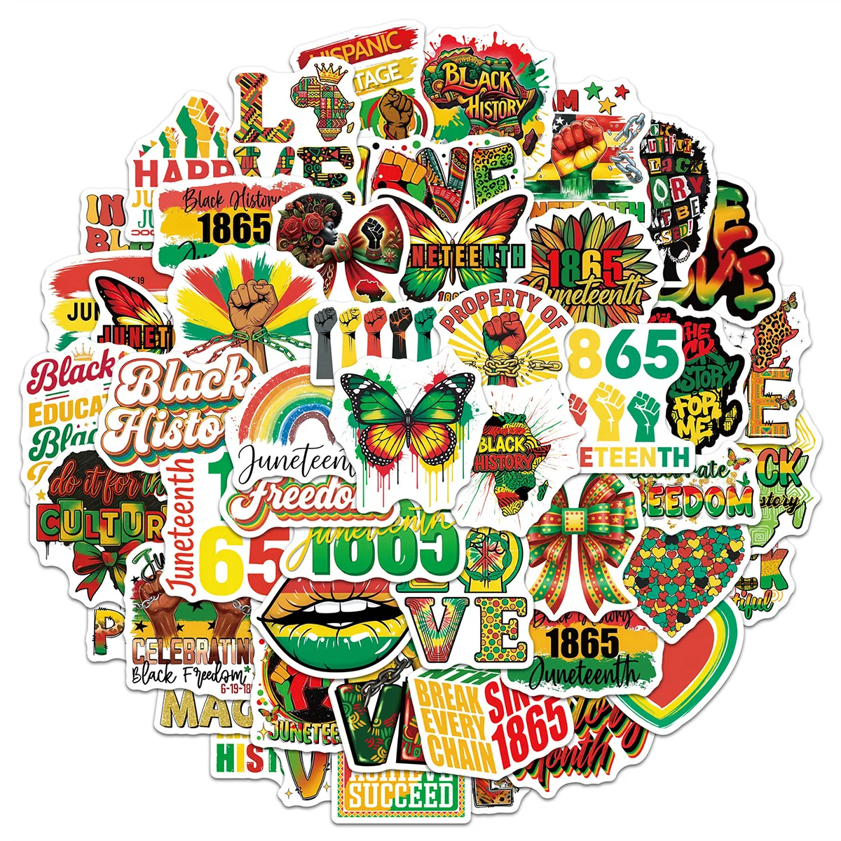 10/30/50PCS Juneteenth Black History Month Freedom Day Stickers African American Culture DIY Decor Phone Laptop Luggage Sticker
