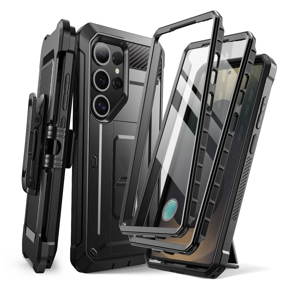 

For Samsung Galaxy S25 Ultra S25 Plus S25 Case Military Grade Stand 2 Front Frames Screen Protector Belt-Clip