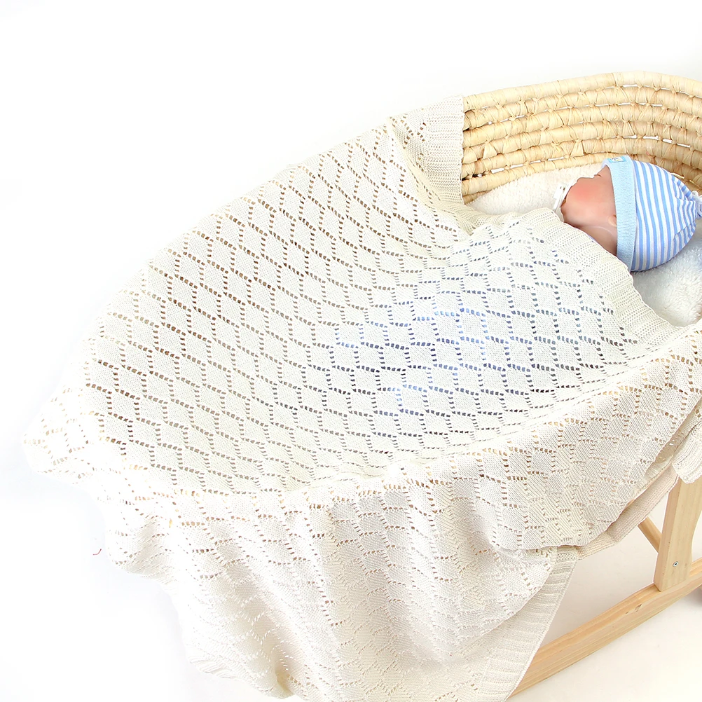 

Baby Blanket Stroller Blankets Knit Covers Hollow out Warm Ideal for Indoor Outdoor Infant Blanket Use Infant Winter