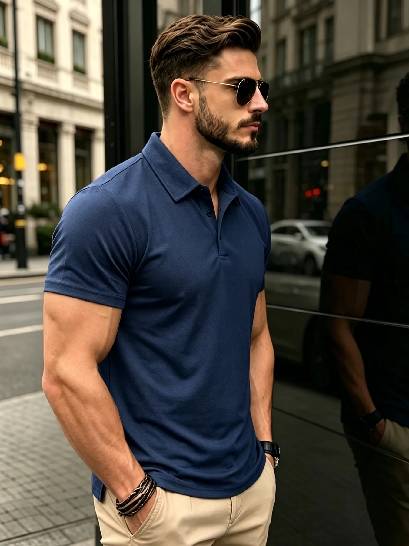 Men Classic Solid Polo Shirt Lapel Neck Short Sleeve Slim Fit Breathable Tee Smart Casual Office Daily Male Shirts