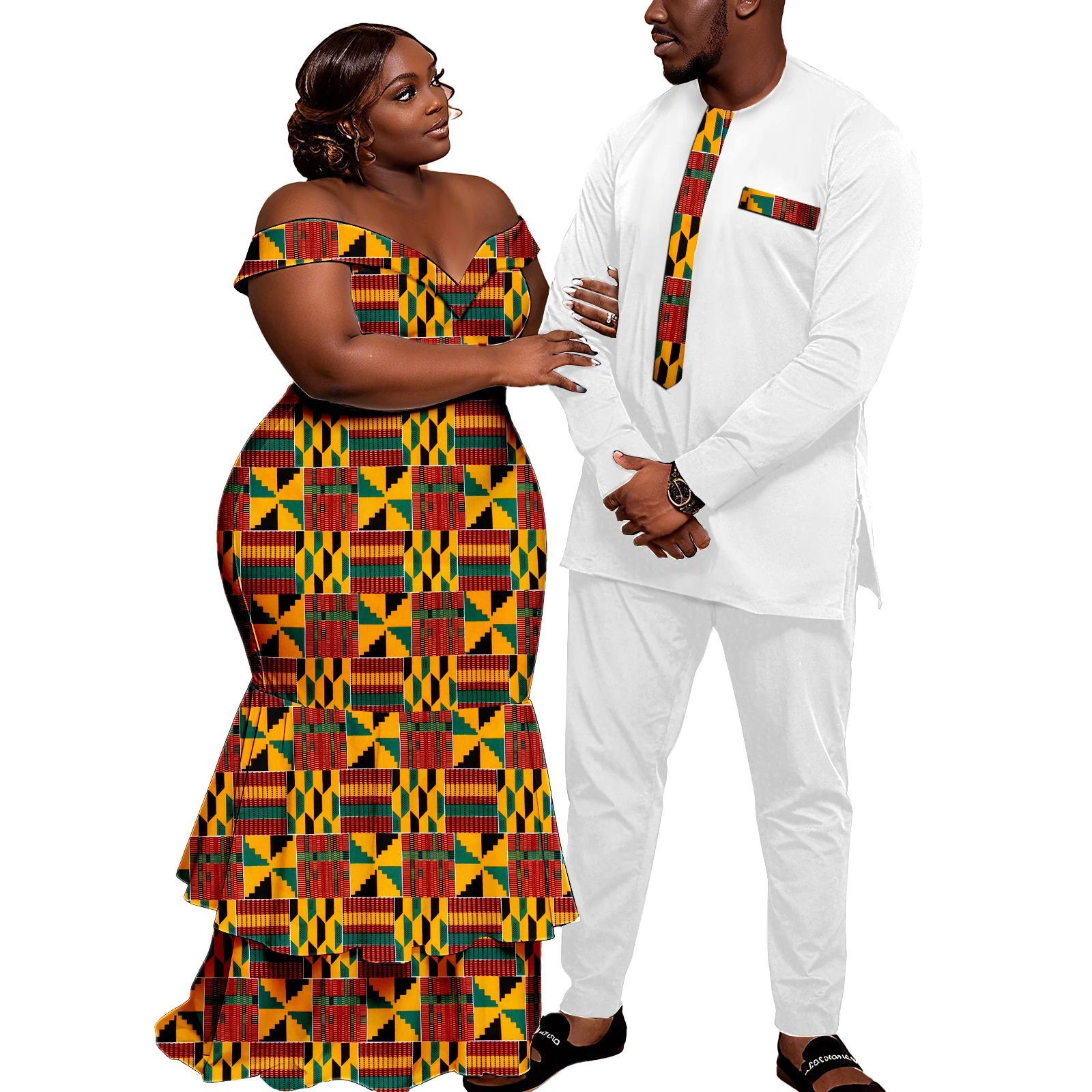 Afrikanische Paarkleidung Kente Frauen Ankara Türkei Kleid Kleid oder Dashiki Männer Anzug Hemd und Hose Nigerianische Kleidung