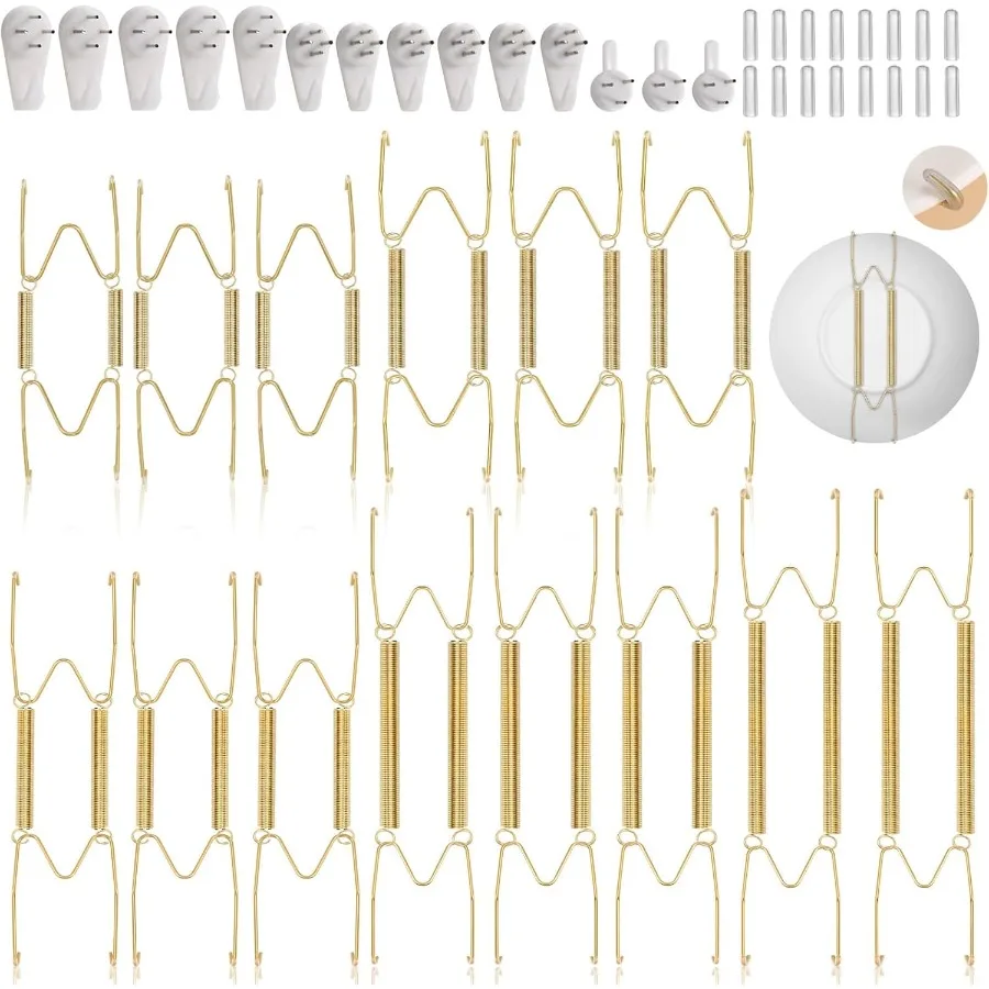 

14 pcs Plate Hangers for The Wall 4 6 8 10 12 Inch Invisible Drative Wall Plate Hangers Stainless Steel Plates Walls Hanger for