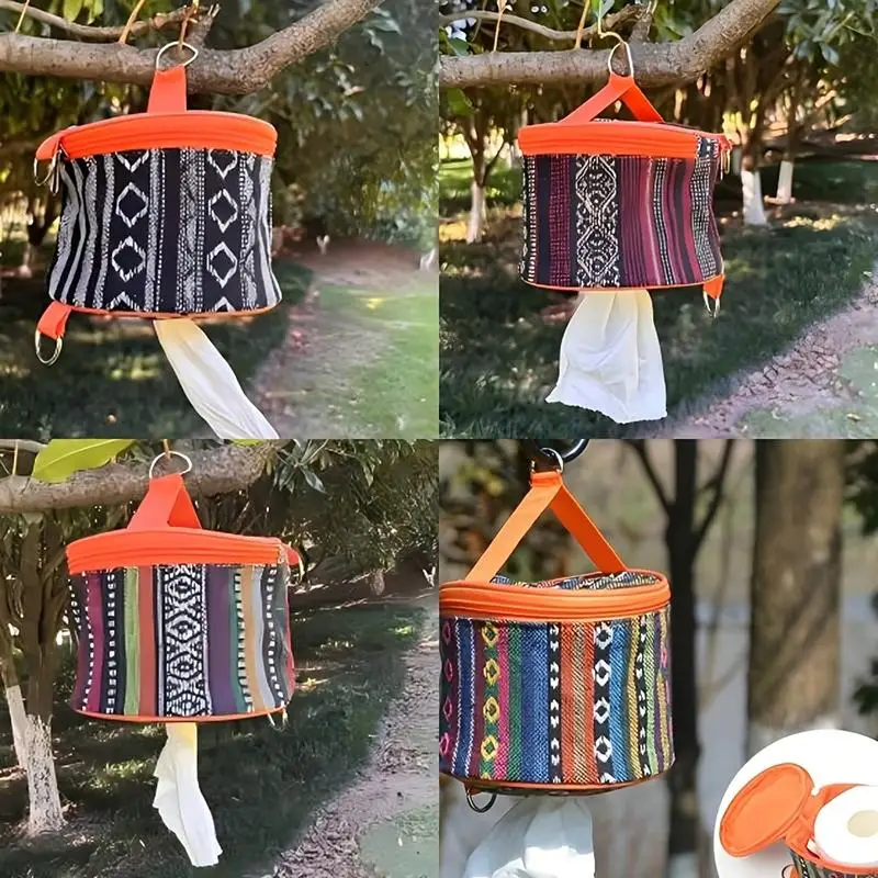 Camping Tissue Box Foldable Car Home Roll Paper Holder Portable Outdoor Travel Napkin Case for Cars RVs Household Use