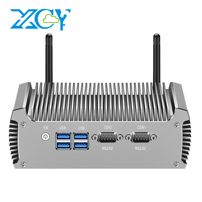 XCY X46G Fanless IPC Mini PC Intel Core 4th 5th Gen CPUs 2x Serial Ports 2x Ethernet 4x USB HDMI VGA Mini PCIe Win7 Win10 Linux