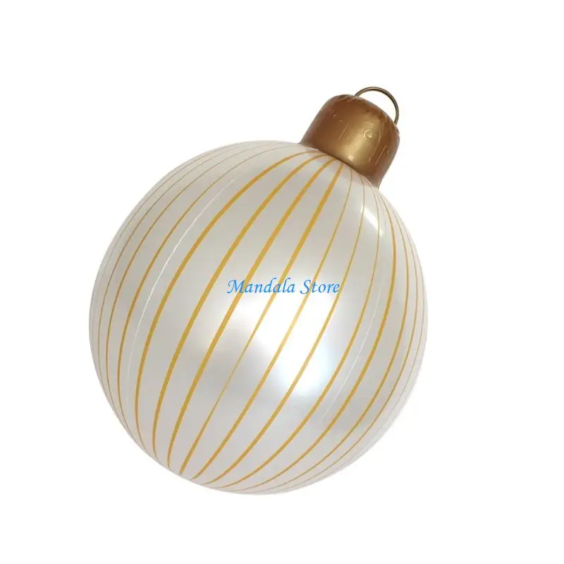 

U2JC Easy Blow Up Striped Christmas Ball Ornament Sturdy PVC For Backyard Festival Display