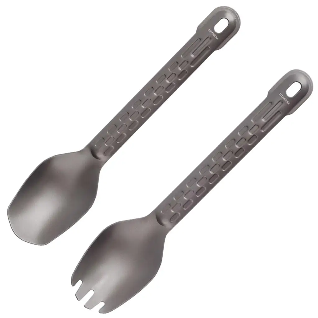 Lightweight Camping Tableware Titanium Long-Handled Cutlery Kit