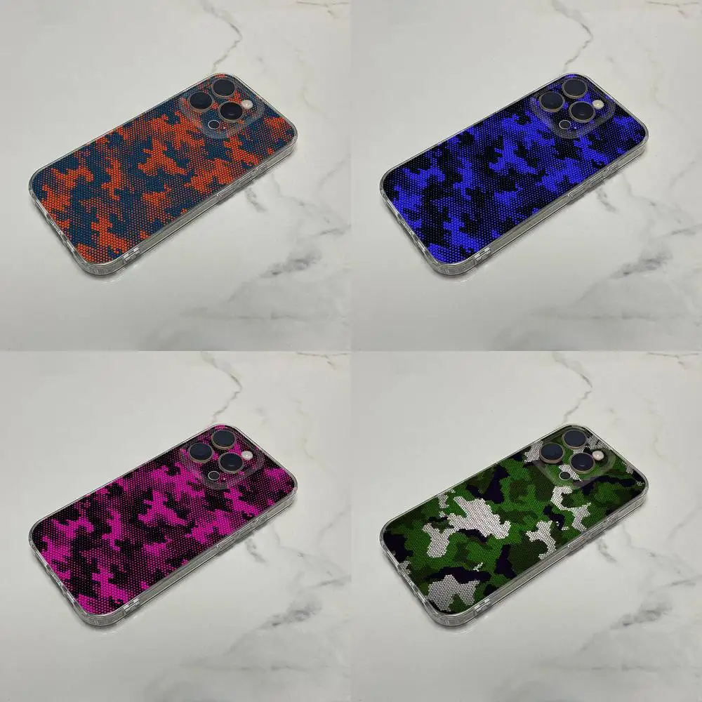 

Camouflage Pattern Phone Case For iPhone 16,15,14,13,12,11 Plus,Pro,Max,XR,XS,Plus,E,SE4,Mini Transparent Cover