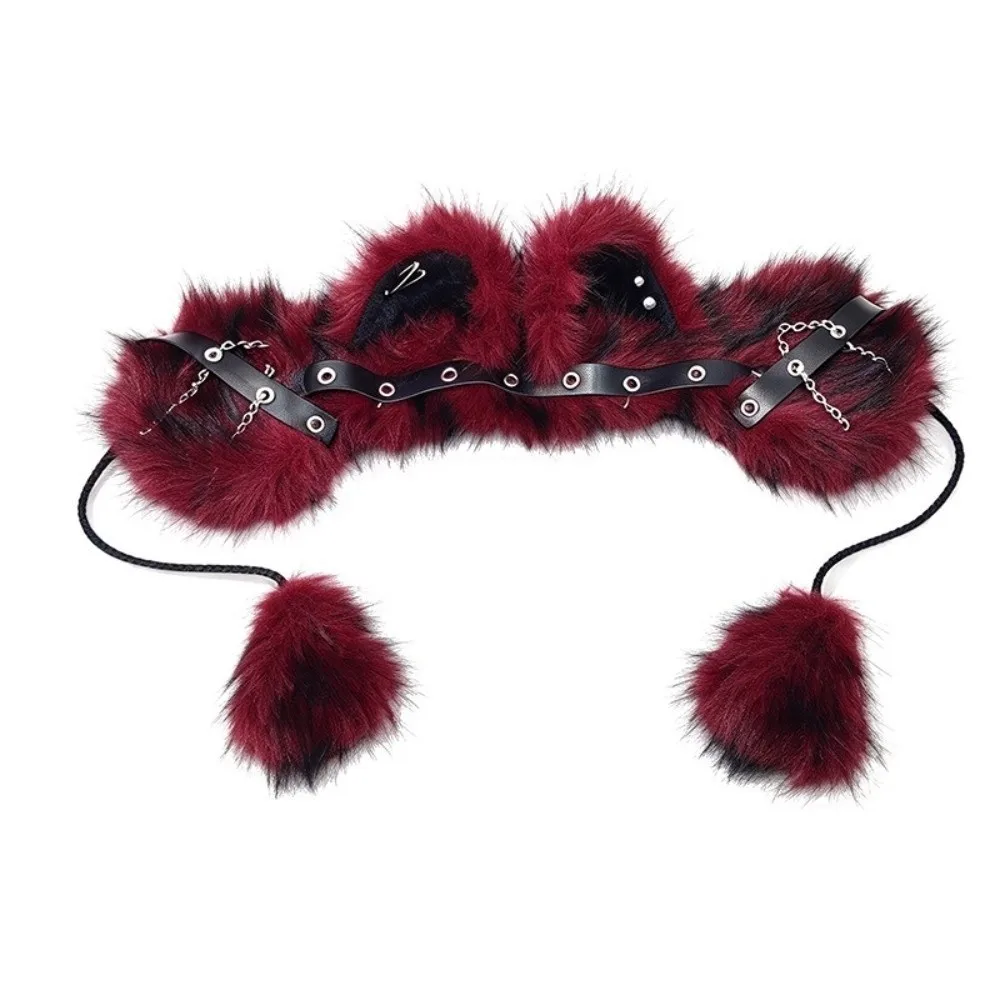 Kawaii Y2K Gothic Cat Ear Earmuffs Cosplay Thick Warm Fluffy Earmuffs Headwear Wind-proof Winter Earmuffs Girls