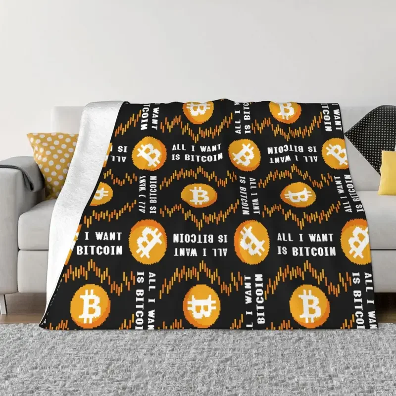 

Crypto Bitcoin Blankets Fleece Printed All I Want Is Bitcoin Lightweight Thin Throw Blanket for Home Bedroom Plush Thin Quilt