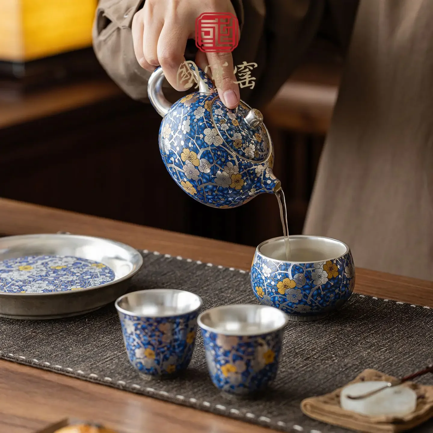 Colorful Designer Tea Set, One Pot and Three Cups, High-end Gift Box, Business Gift, Support Corporate Customization of Logo
