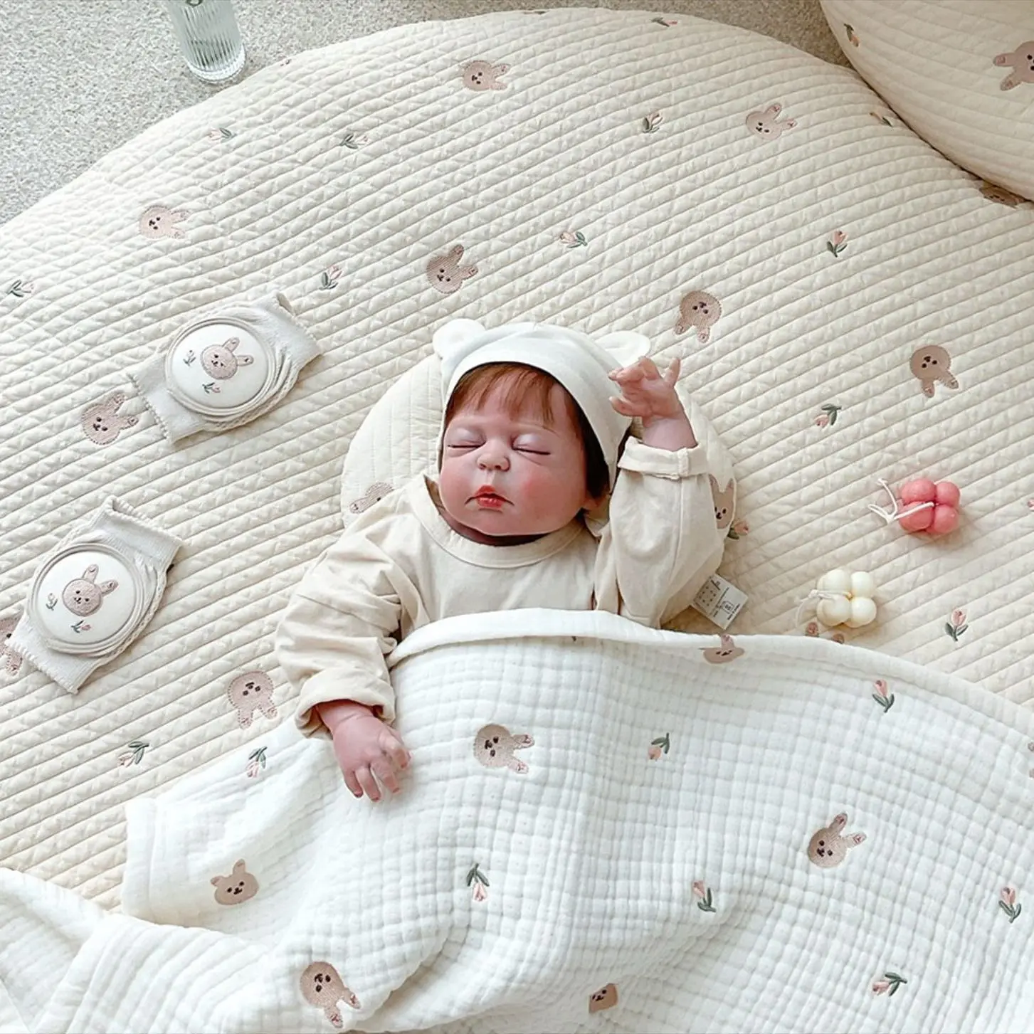 New Cotton Round Crawling Mat Infants Young Children Removable and Washable Floor mat Exquisite Embroidery Baby Tent Carpet P2