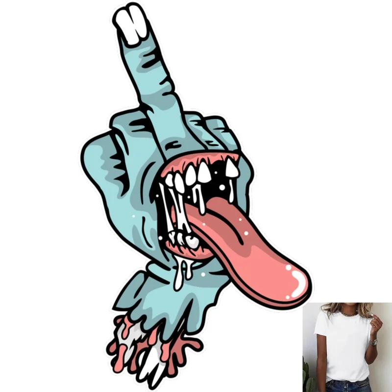 Cool Monster Hand Pattern Heat Transfer White Ink Iron - on Sticker, Trendy & Funky, Suitable for T - shirts/Canvas Bags,