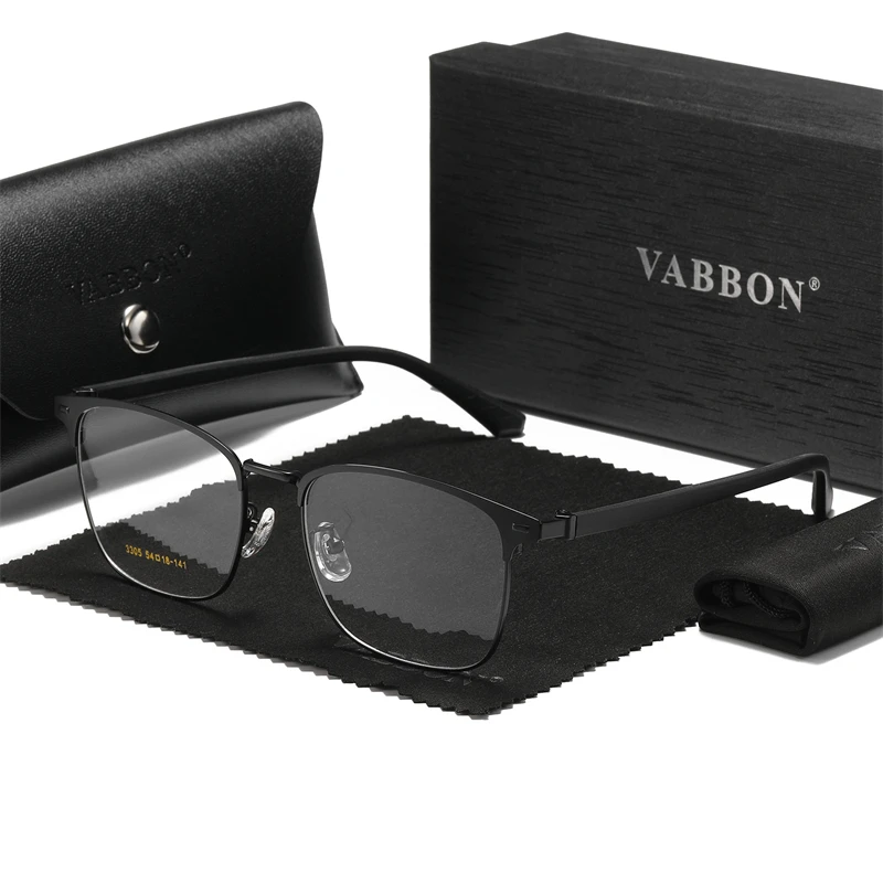 Vabbon New Men's Business Anti-Blue Light Half-Frame Eyeglasses Luxury Ultra-Light Comfortable Trendy Driving Non-Prescription Glasses, Premium Gift 3305