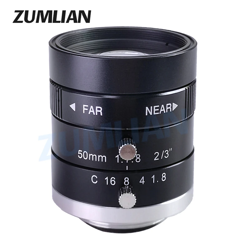 ZUMLIAN 50mm Vaste Focus F1.8 Lens FA 2/3 ''CMOS Sensor 3MP Machine Vision C-Mount Lens voor industriële Camera's