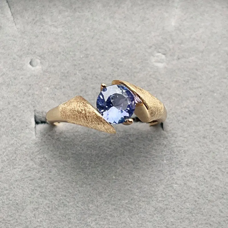 

Natural Tanzanite Ring for Engagement 6mm 0.8ct VVS Tanzanite Silver Ring for Wedding 925 Silver Jewelry with Gold Plated