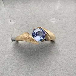 Natural Tanzanite Ring for Engagement 6mm 0.8ct VVS Tanzanite Silver Ring for Wedding 925 Silver Jewelry with Gold Plated