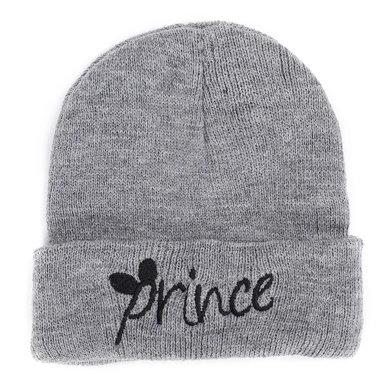 

Prince Princess Embroidered Children Hat Autumn Winter Hats Warm Knitted Baby Boy Girl Fashion Toddler Kids Cap