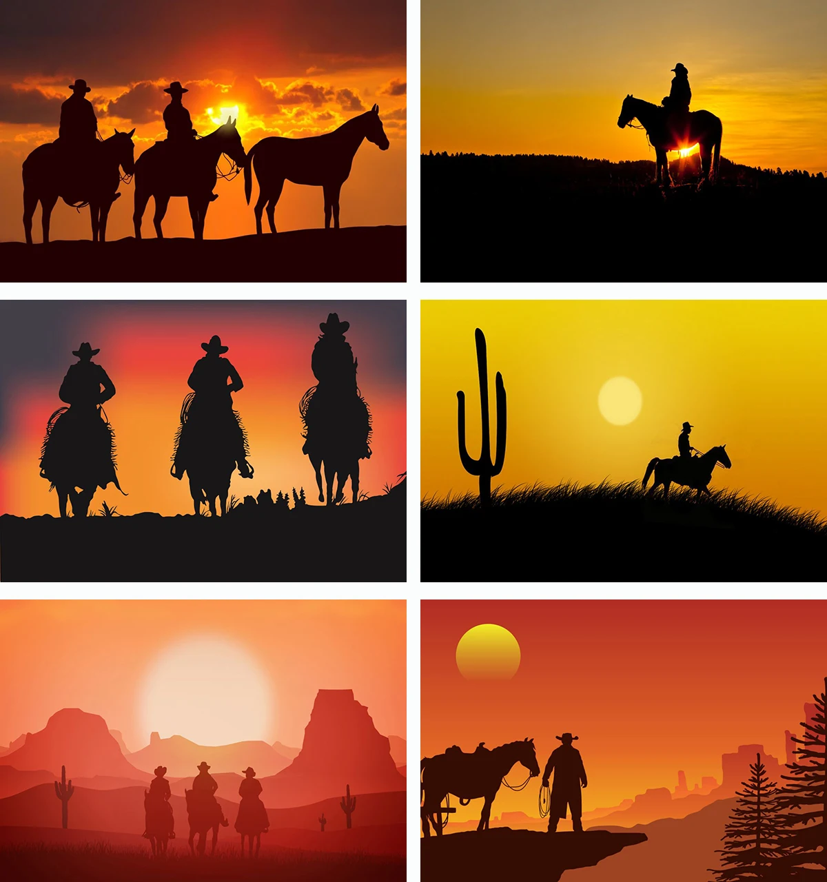 

American Western Cowboy Party Backdrop Canyon Rancho Horse Rodeo Sunset Birthday Decor Banner Supplies for Kids Boy Decorations