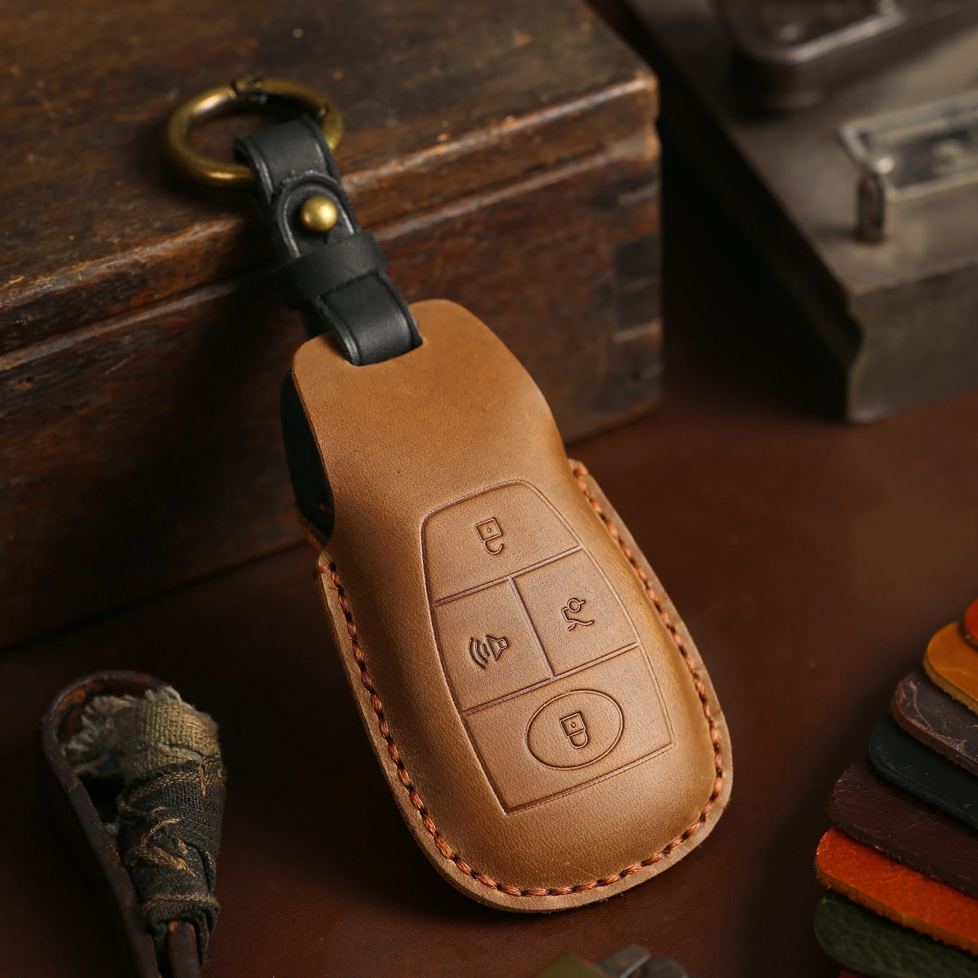 Leather Car Key Cas… - image