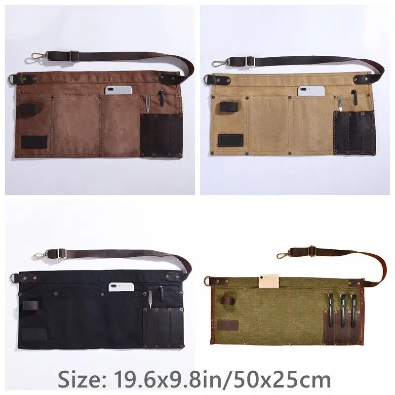 Garden Tool Belt Gardening Apron Multi Pocket Half Short Apron Genuine Leather Waist Belt Woodworker Electrician Tool Bag