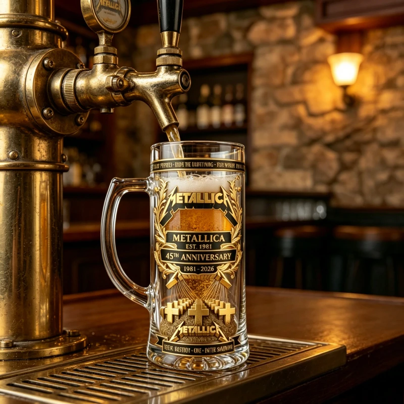 Metallica Est.1981 Beer Stein Mug Rock Band 45th Anniversary Commemorative Glass Cup With Handle Heavy Metal Fans Gift Bar - view 4