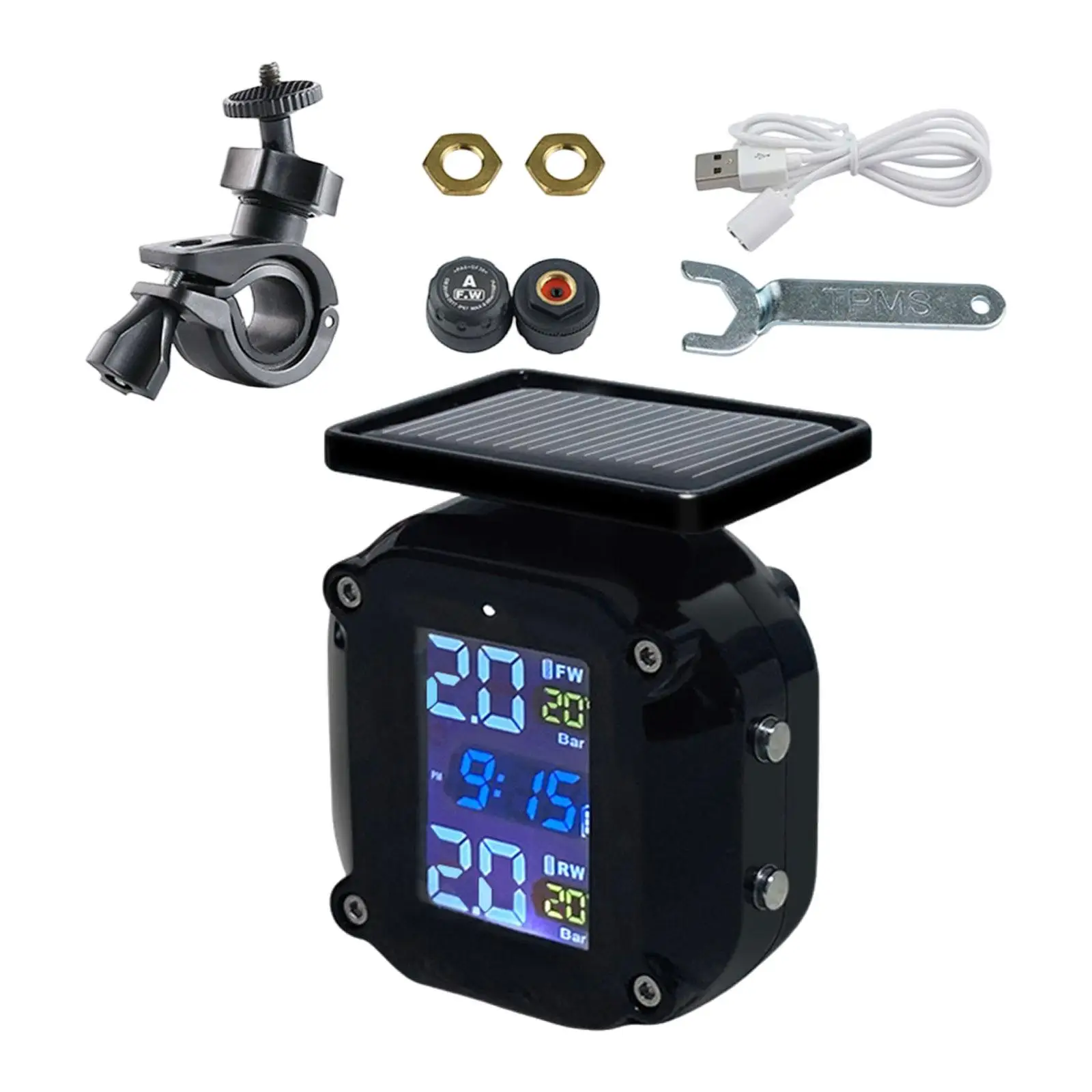 Motorcycle Tire Pressure Sensor USB Rechargeable Wireless Tire Monitor System for Accurate Tire Air Pressure Detection