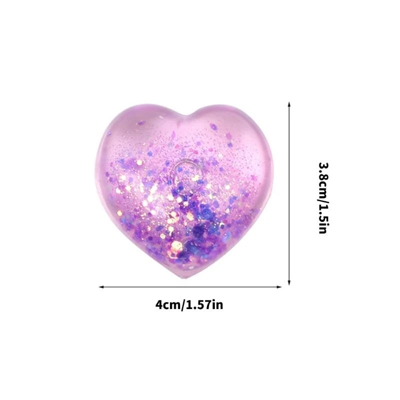 Glitzernde Pulver drückbarer Spielzeug dehnbar Liebe Herz weiches Dekompression Spielzeug für Autismen Kinder und für Erwachsene