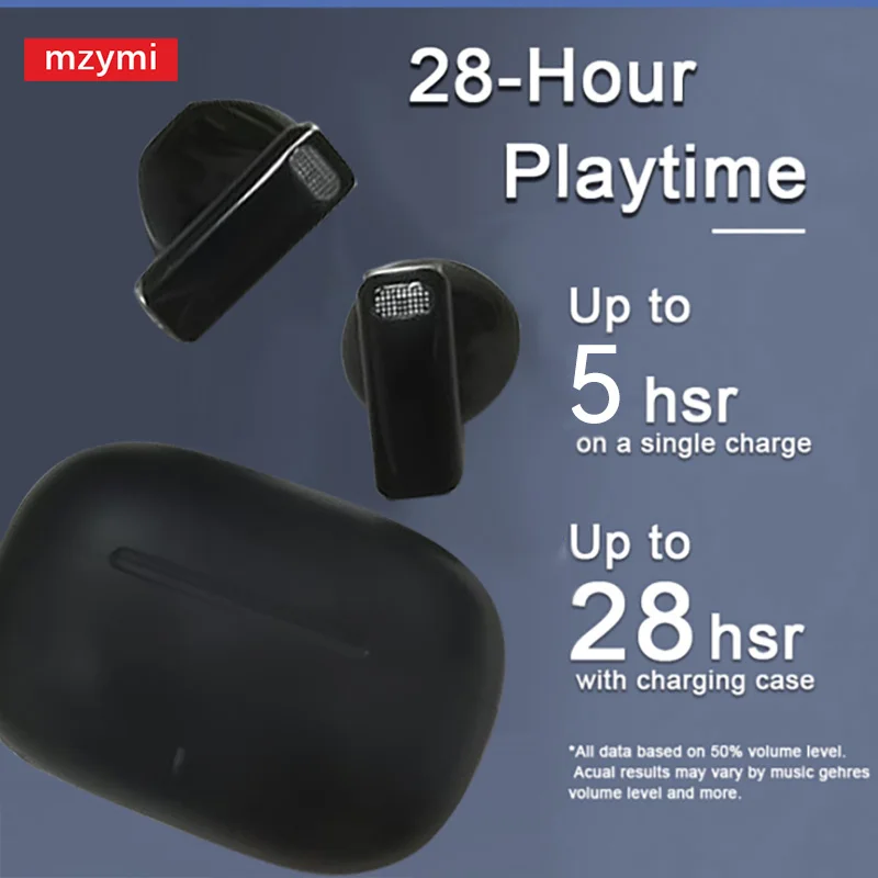 MZYMI E98 Headphone Nirkabel In-Ear Earbud Pengurang Kebisingan Headphone Suara Stereo Hifi Headset Gaming Kontrol Sentuh dengan Mikrofon