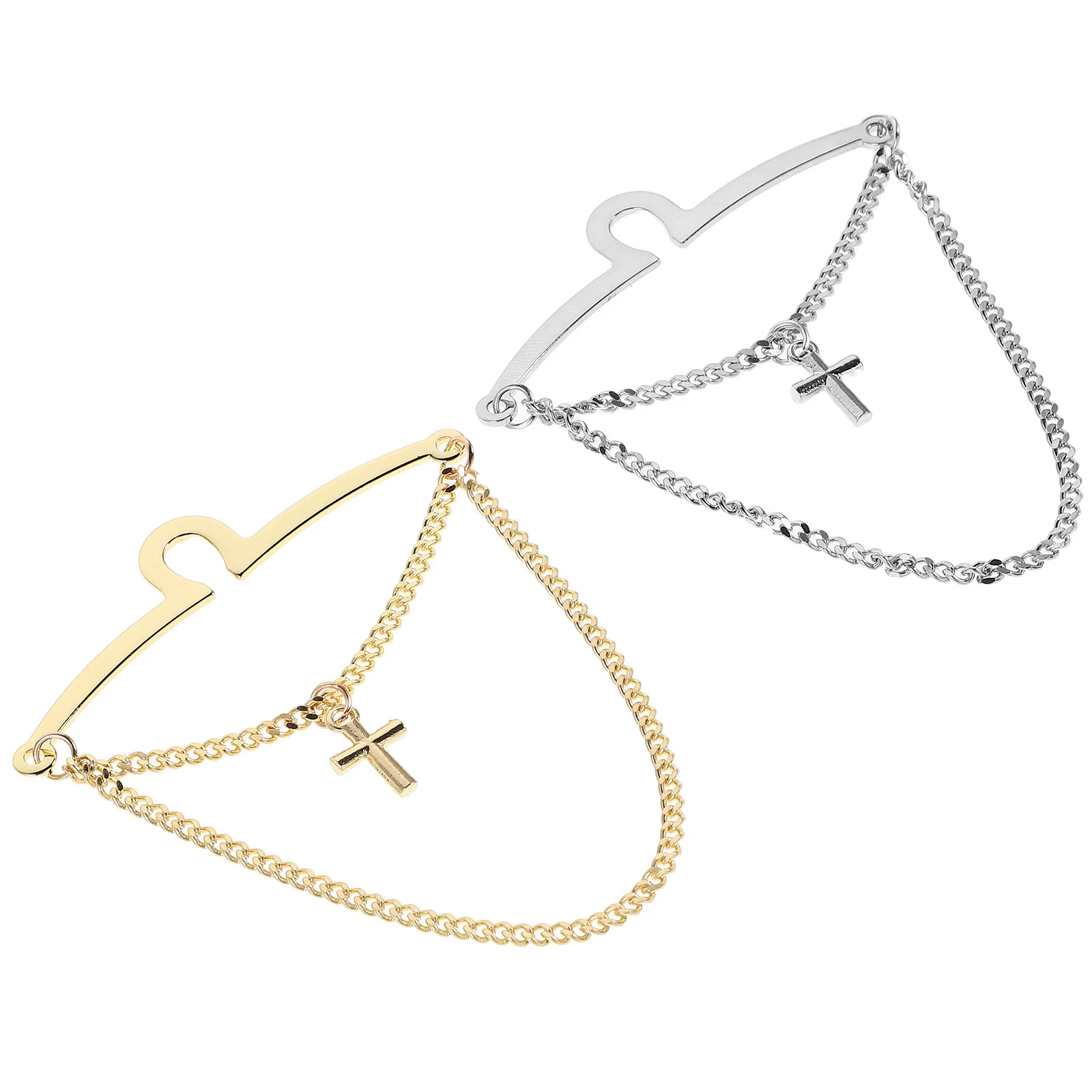 

2Pcs Tie Chain Copper Cross Tie Clips Necktie Fixer for Business Wedding Formal Occasions Copper Collar Pin Clips