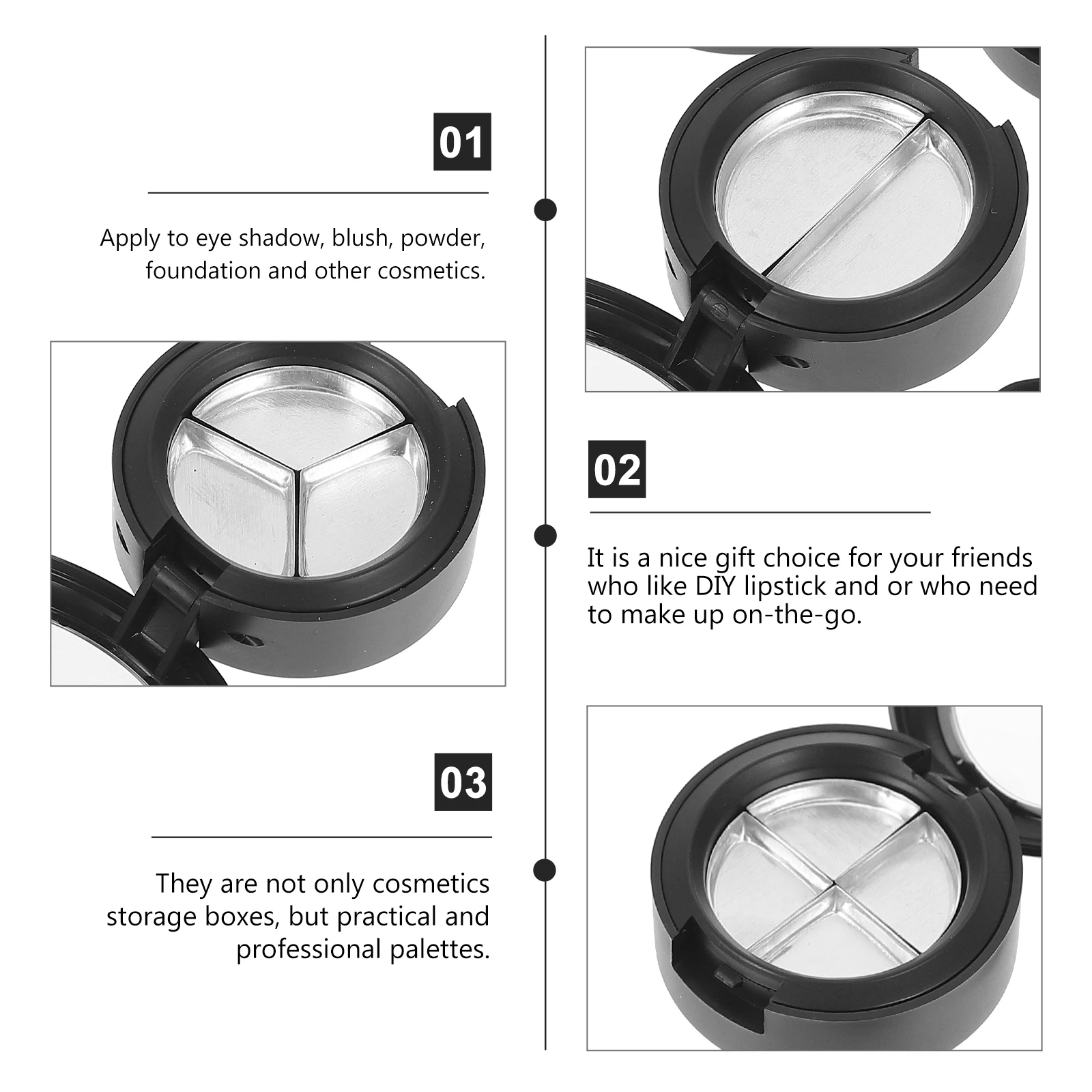 

4pcs Eyeshadow Case Empty Makeup Container Lipstick Storage Box Blusher Tray Multi-Grid Sub Palette Travel Organizer