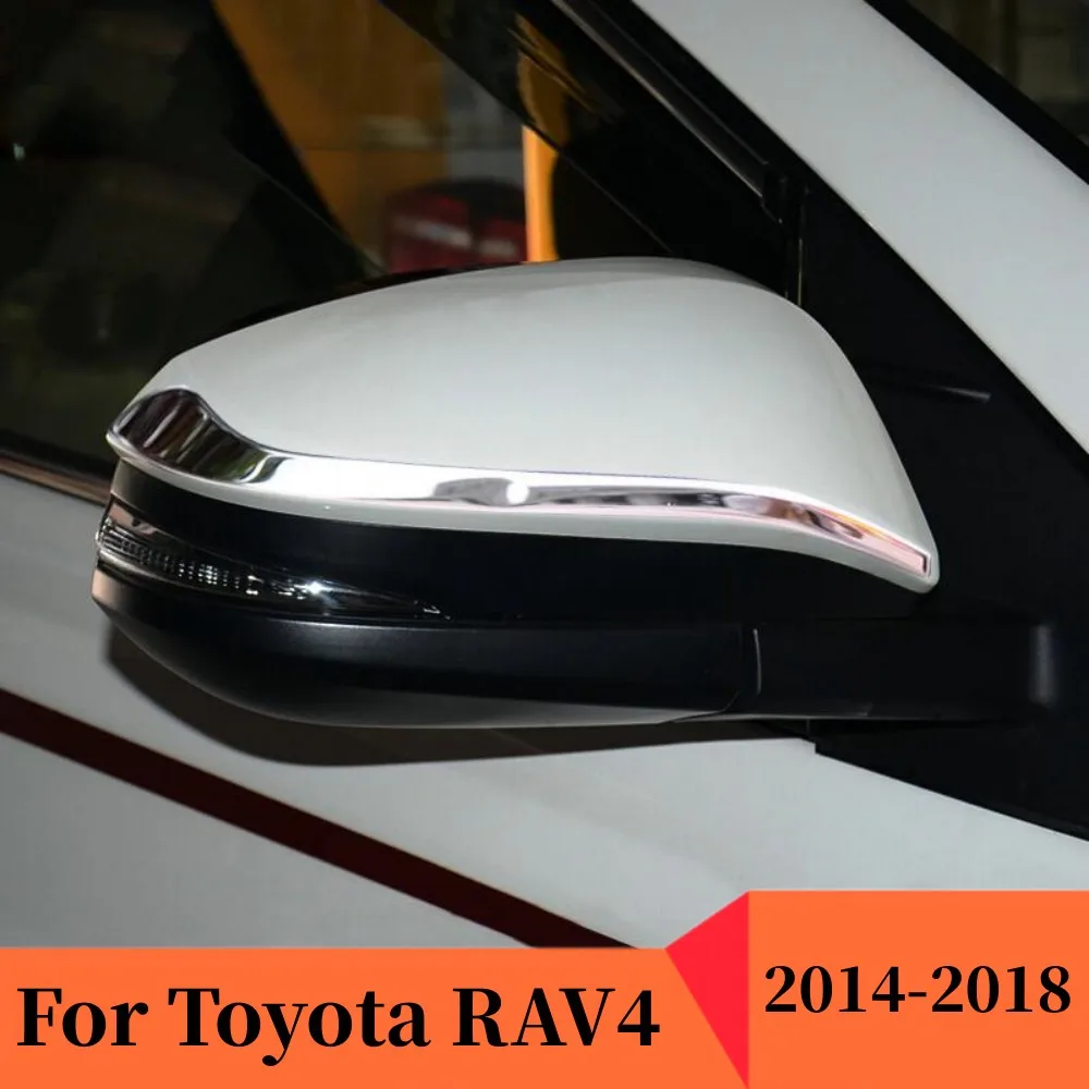 

For Toyota RAV4 RAV 4 2014 2015 2016 2017 2018 Chrome Car Side Door Rearview turning Mirror Decoration Strip Accessories 2 PCS