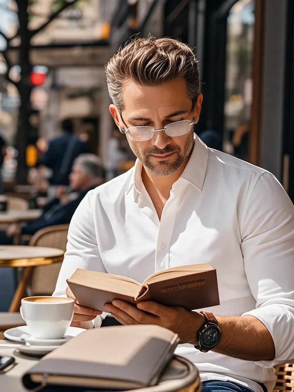 QGAOP Randlose Lesebrille für Herren mit Bügeln aus Naturholz, leichte Lesebrille für Herren und Damen, bequeme Brille