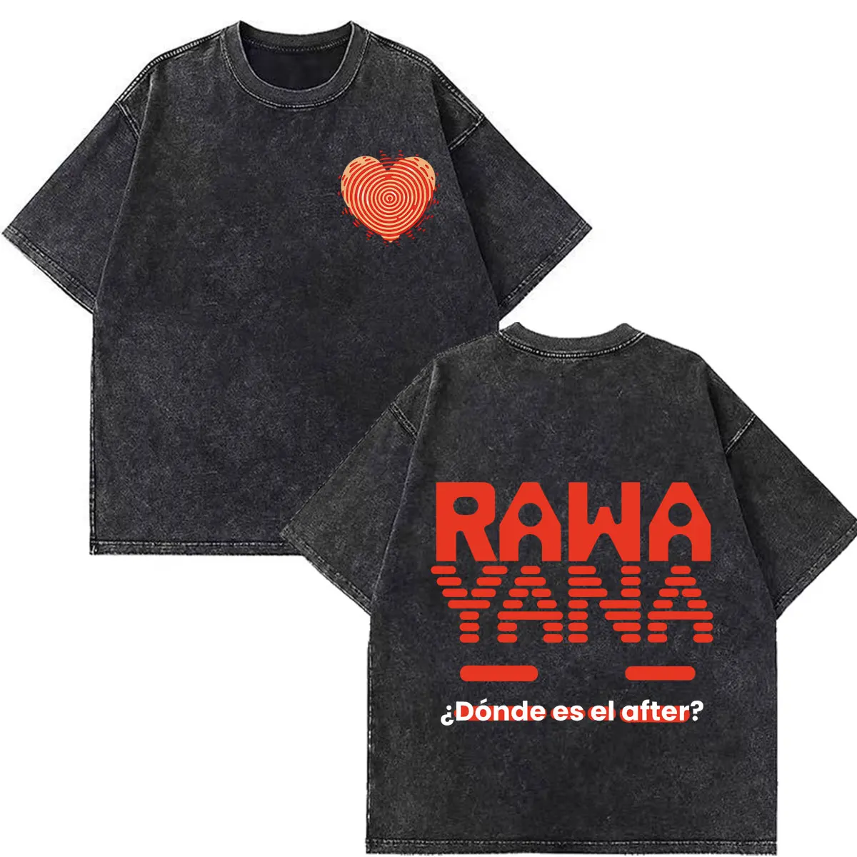 Rawayana ¿Donde Es El After? 2026 Tour Print Vintage Washed T-shirt Men Women Hip-hop T Shirt Losoe Casual Cotton T-shirts Tops