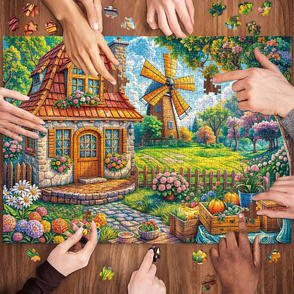 Volwassen Puzzel Landhuis 1000/500/300/120 Stuks Landschap Puzzel Verjaardagscadeau Game Room Bar Decor entertainment Speelgoed