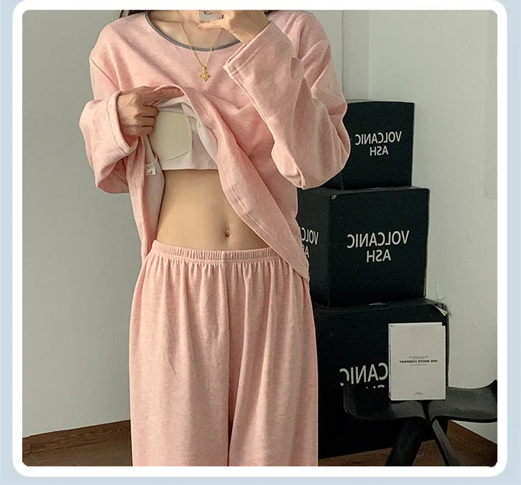 منامة النساء الشتاء المتسكعون مجموعات امرأة الكورية وسادة الصدر بنطلون علوي دعوى رقيقة المخملية ربيع الخريف ملابس خاصة بيجامة المنزل