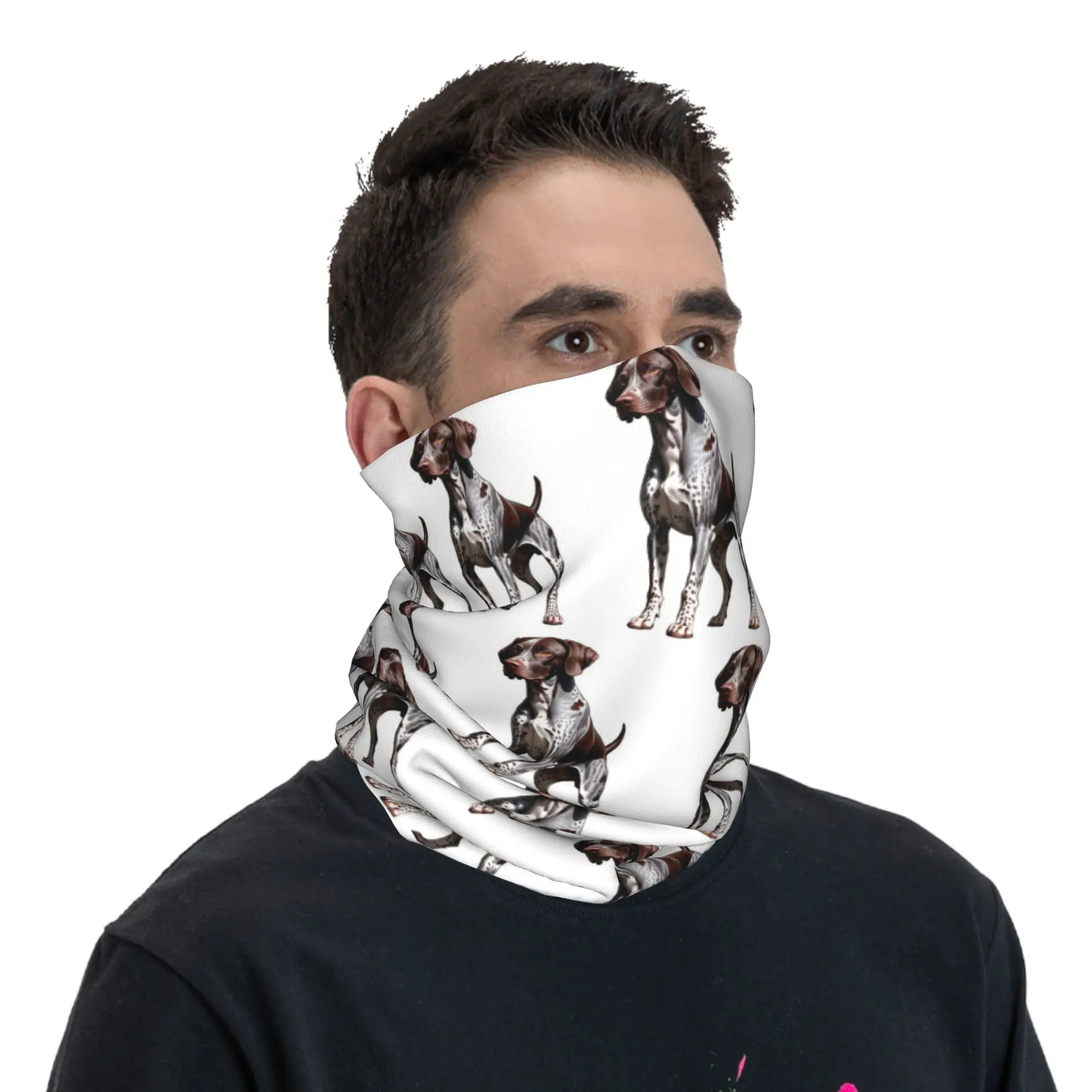 German Shorthaired Pointer Dog Bone And Paw Bandana Neck Gaiter Printed Mask Scarf Balaclava Riding for Men Women Breathable