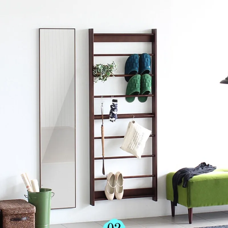 

Nordic solid wood wall rack wall hanging living room bedroom wall shoe rack