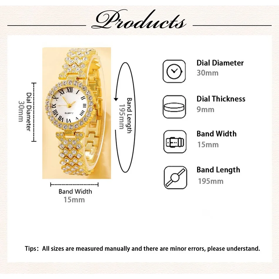 Kegllect-Conjunto de Reloj clásico para mujer, Diamante completo, exquisita esfera pequeña, reloj de cuarzo para mujer, pulsera, collar, regalo