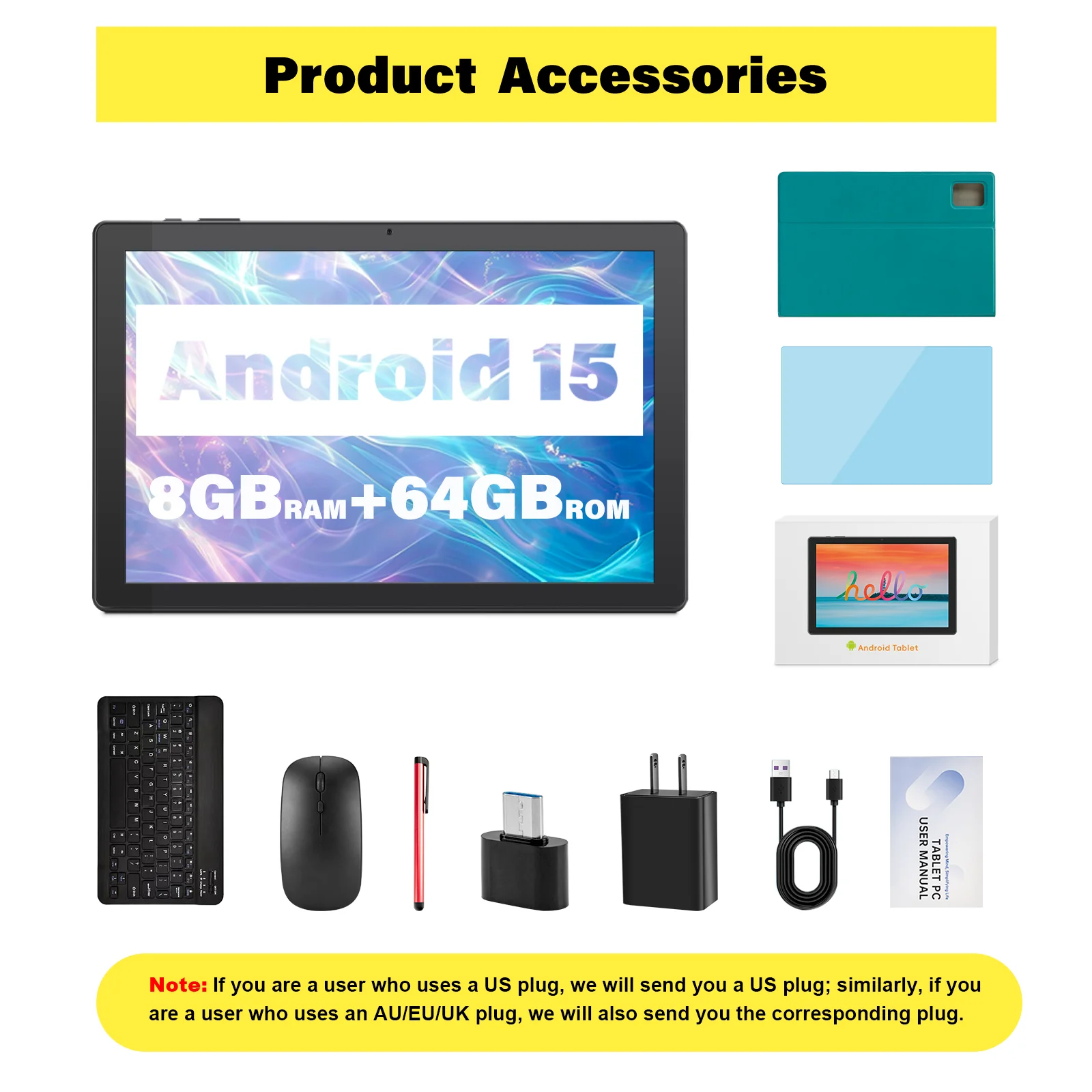 Paitanry 2026 10 Inch Tablet Android 16 HD Display 12GB (4+8GB Expand) RAM 128GB ROM Octa Core 5000Mah Wifi 6 Global Tablet PC