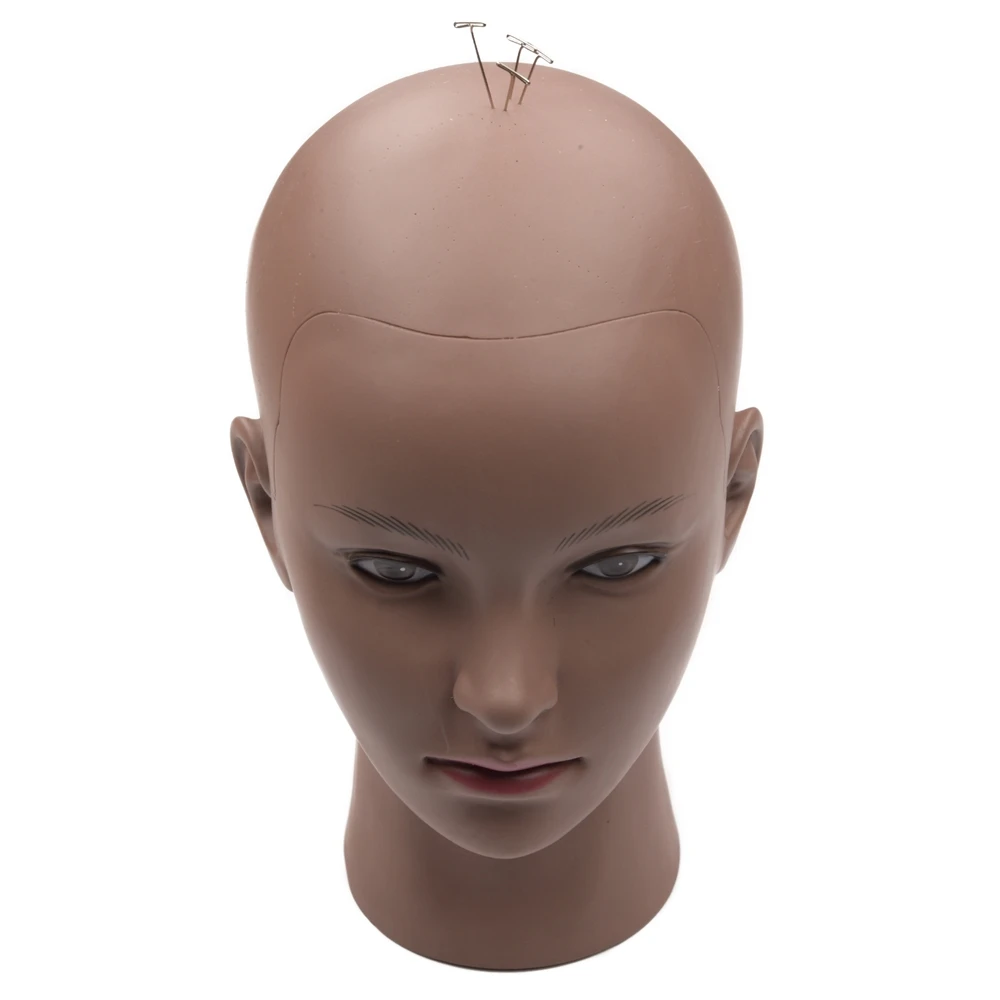 رأس عارضة أزياء أصلع بني أنثى/ذكر مستحضرات تجميل احترافية لصنع الشعر المستعار وعرض الشعر المستعار والنظارات والشعر #5