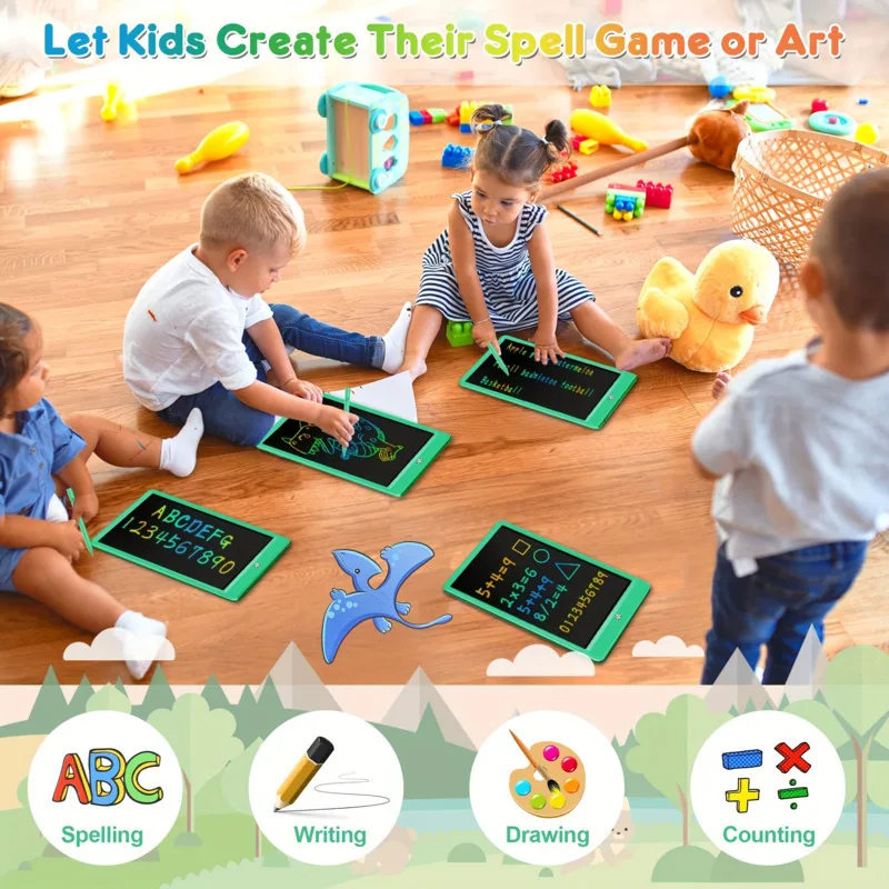 12 polegada lcd placa de escrita colorido dos desenhos animados graffiti desenho tablet para o miúdo apagável, reutilizável, portátil, brinquedo educativo presente