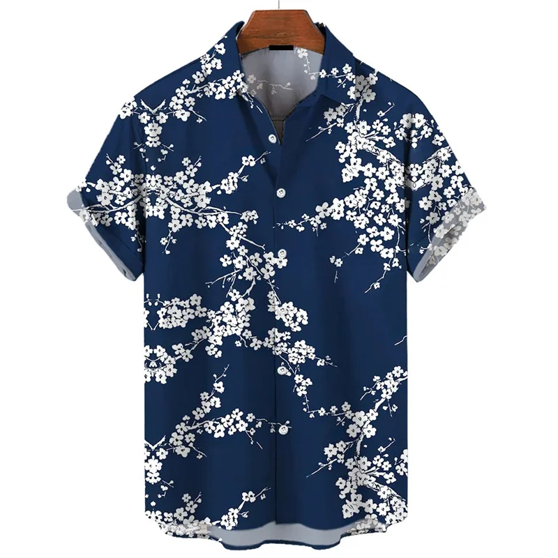 2024 Hawaiian Shirts For Men Summer Casual 3d Print Floral Short Sleeved Tops Oversized Shirt Beach Party Street Button Blouse