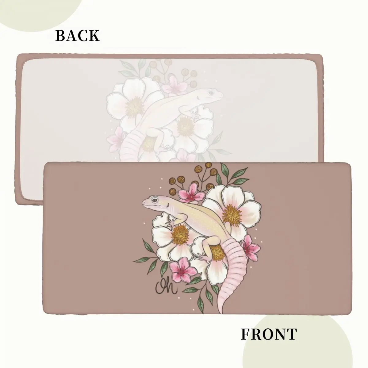 Leopard Gecko Murphy's With Florals Custom Rectangular Tablecloth Oilproof Table Cover for Festival Decorations Table Cloth