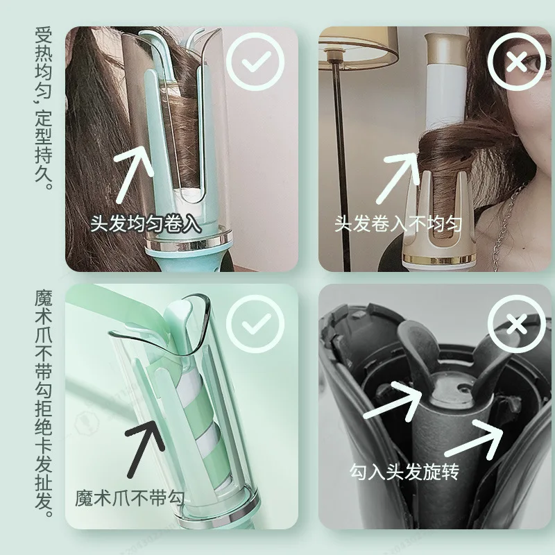 Automatic Hair Curler Rotating Curling Iron 8s Fast Heating Ceramic Hair Styler Electric Spiral Curler for Women Salon Home